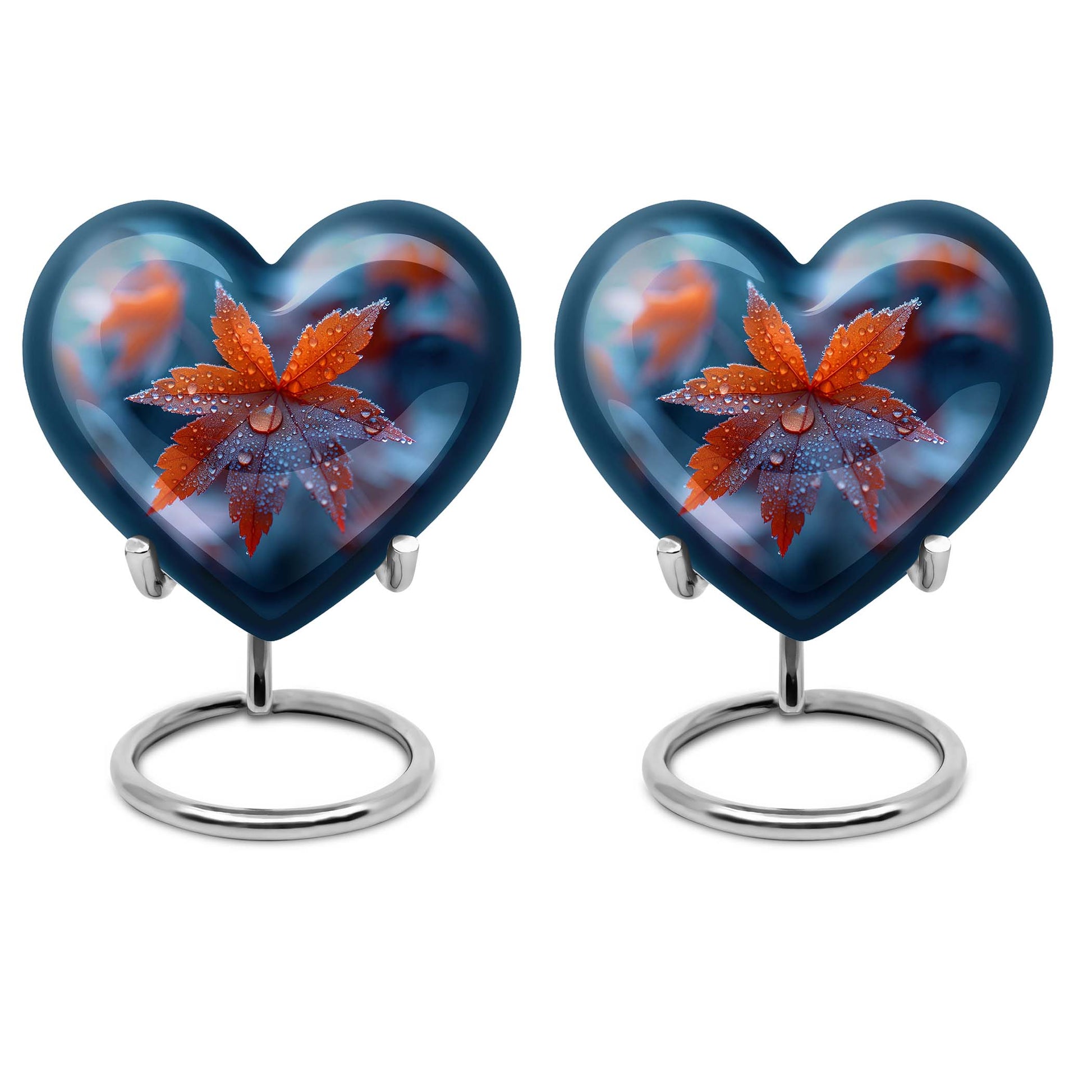 10-inch heart-shaped mapple leaf memorial urn for men, can be personalized