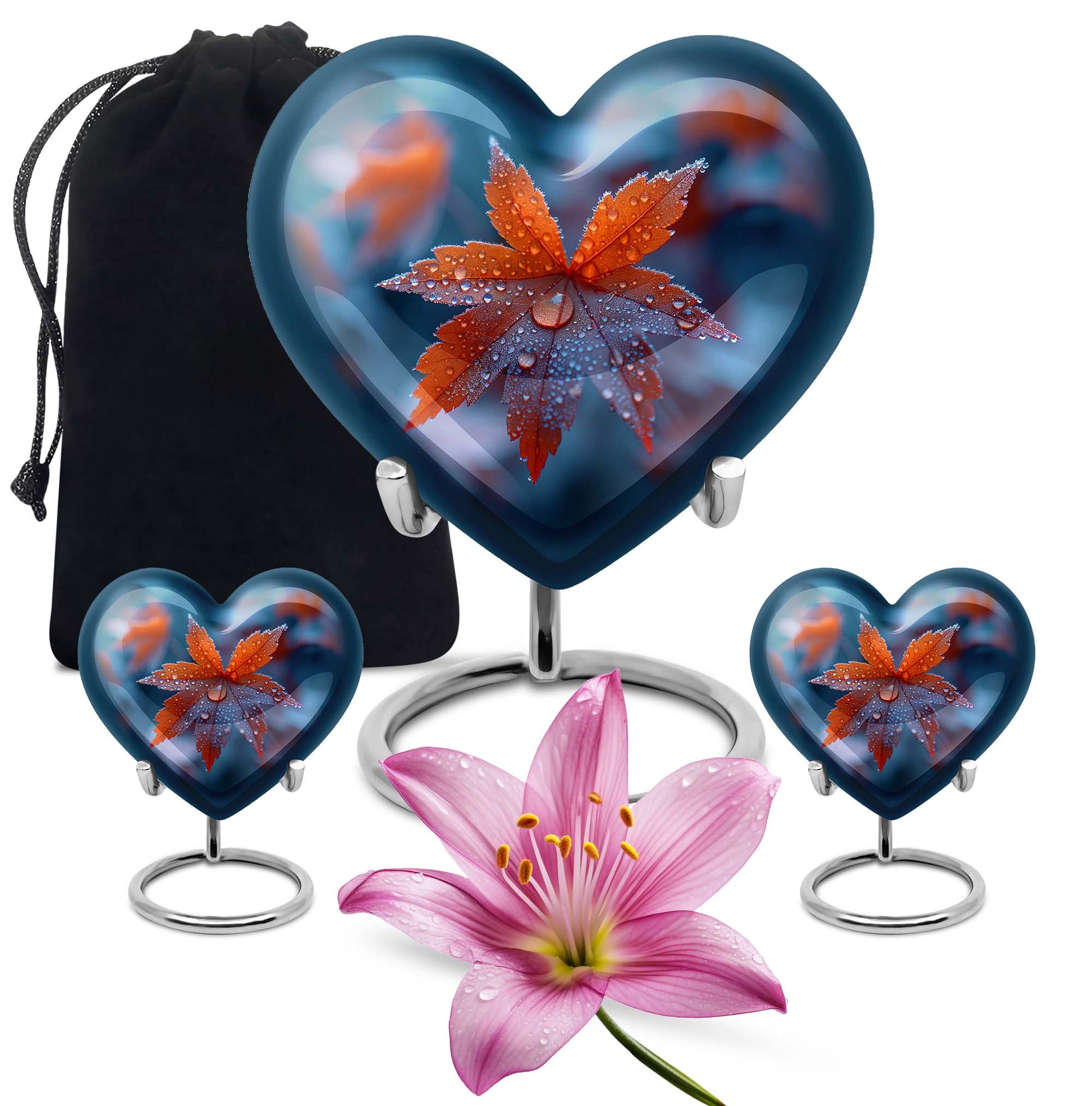 10-inch heart-shaped mapple leaf memorial urn for men, can be personalized