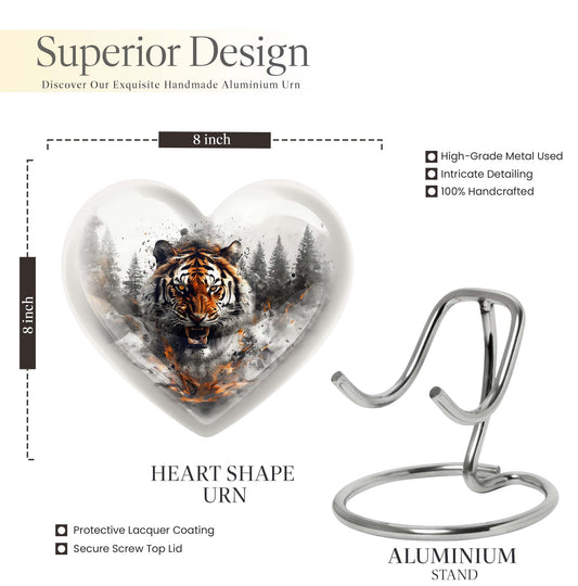 heart-designed tiger urn