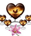 Chicken Theme Large Urn With 4 Keepsake Urn