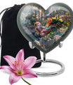 Heart-shaped chicken urn with flower theme for storing human ashes