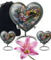 Heart-shaped chicken urn with flower theme for storing human ashes