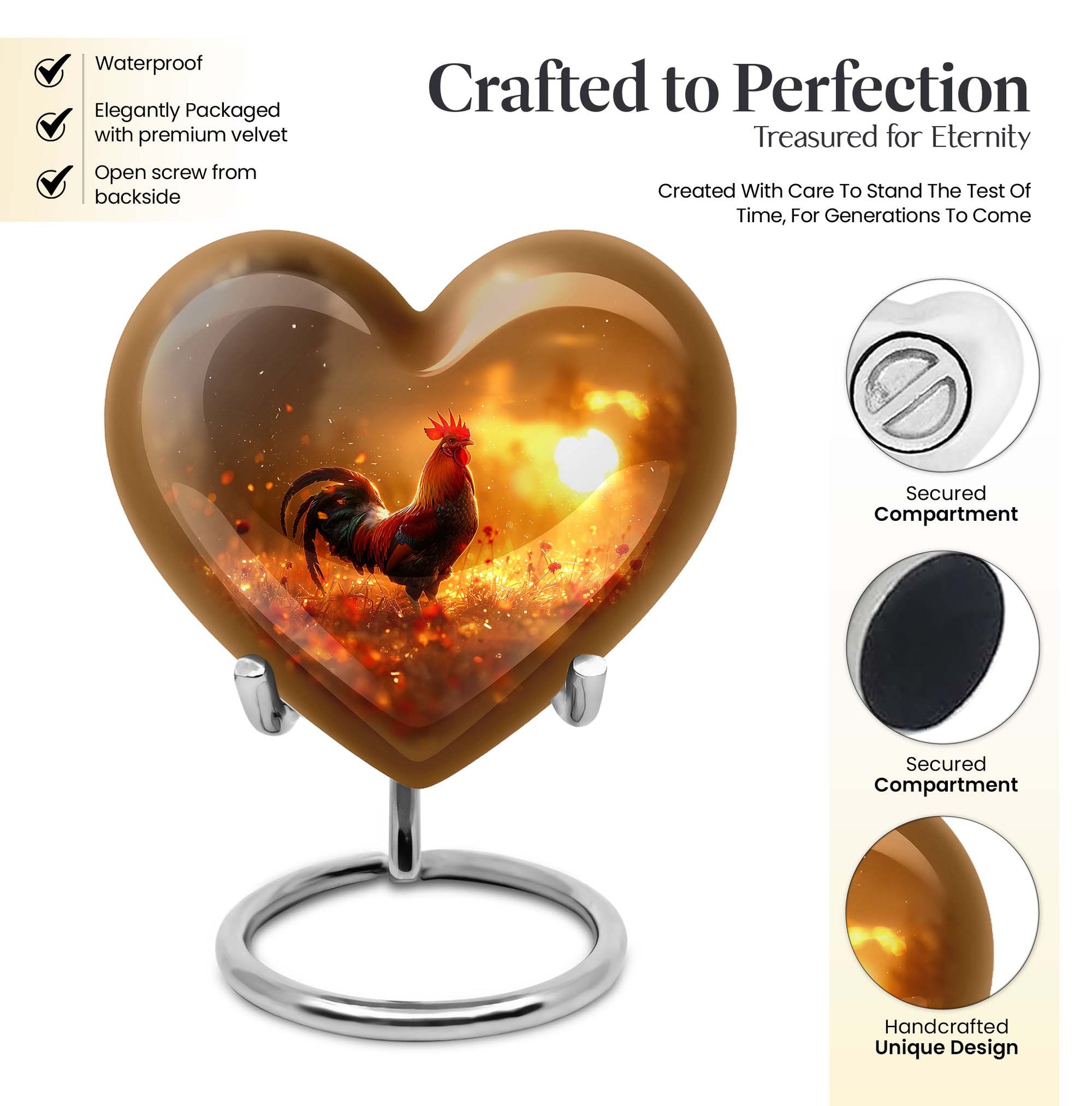 heart-shaped Chicken Urn