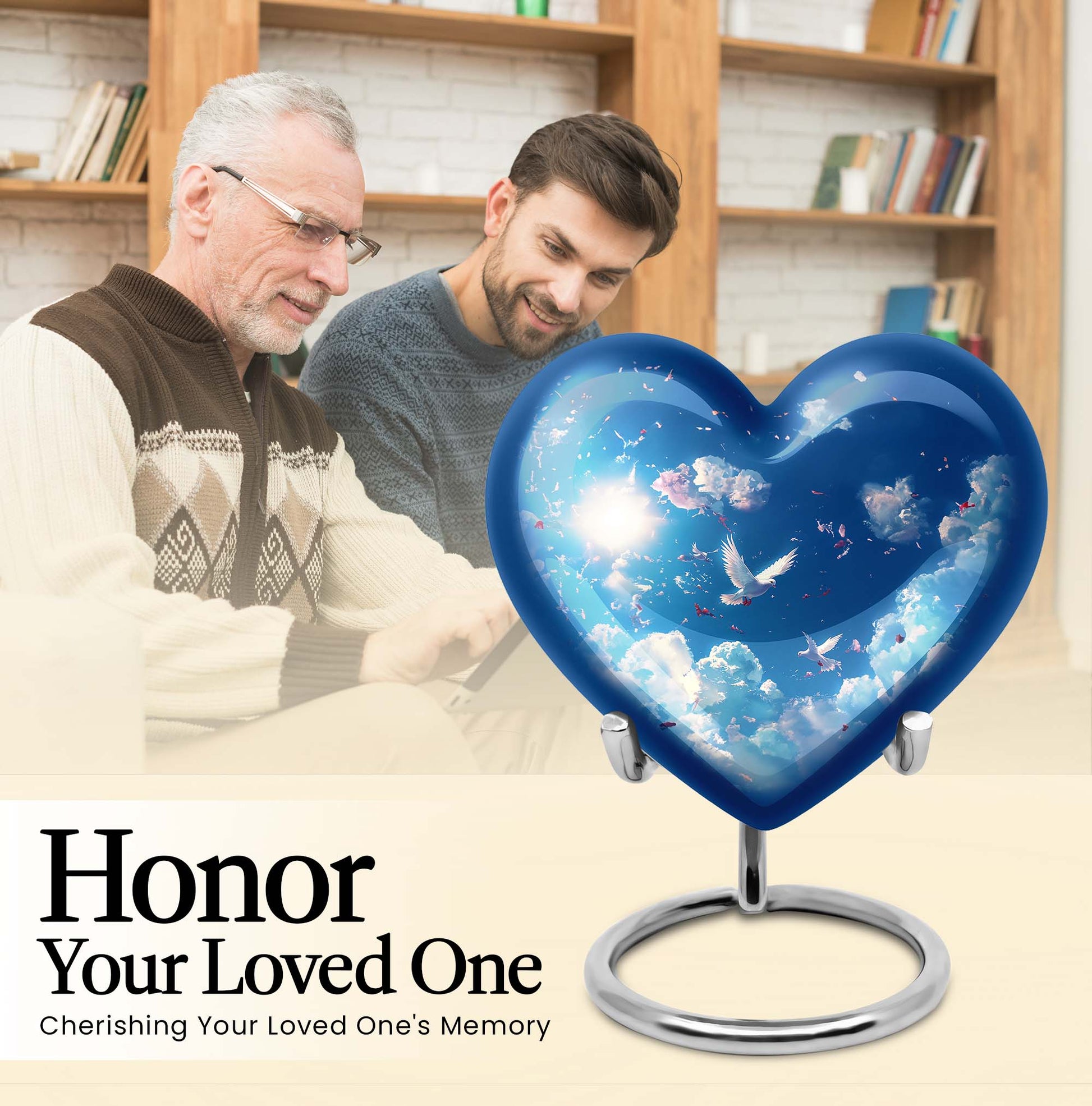  Dove Urn, memorial heart-shaped urn