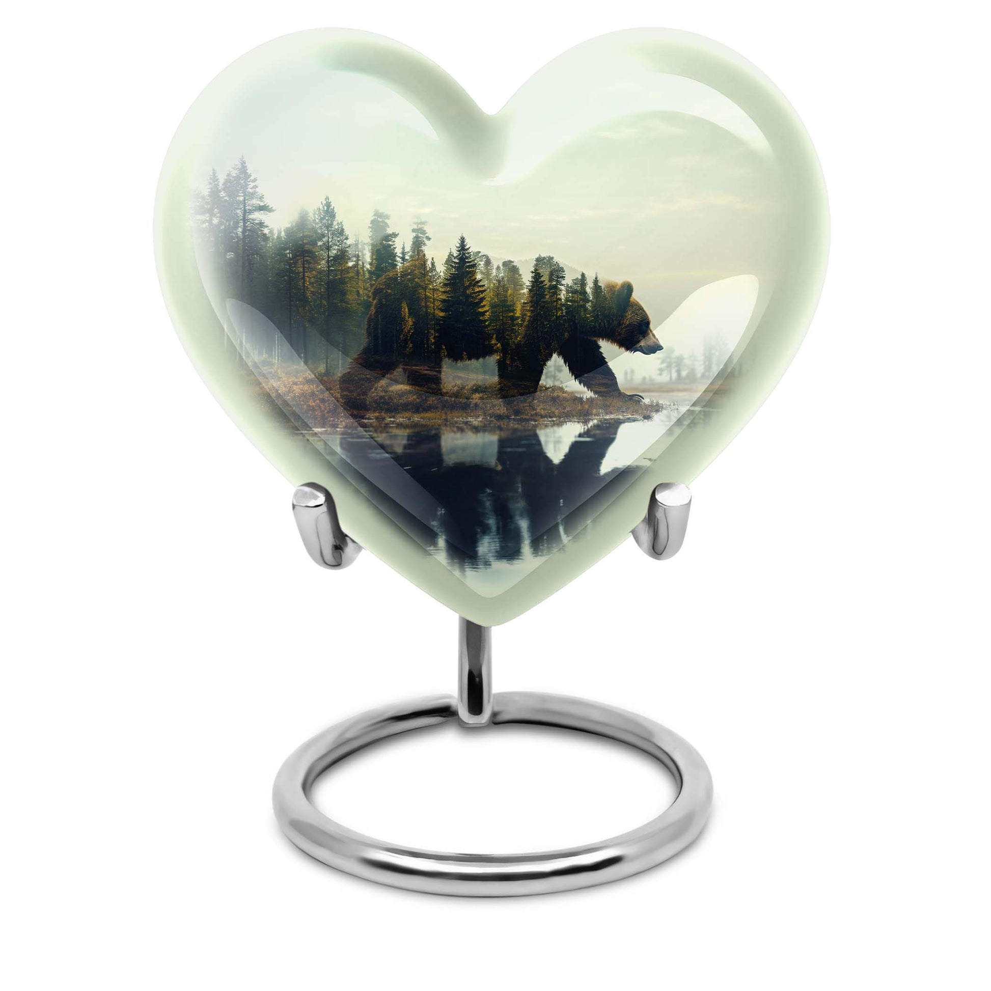 Heart-shaped butterfly-themed bear Urn for ashes, customizable memorial for women