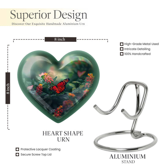 heart-shaped butterfly urn