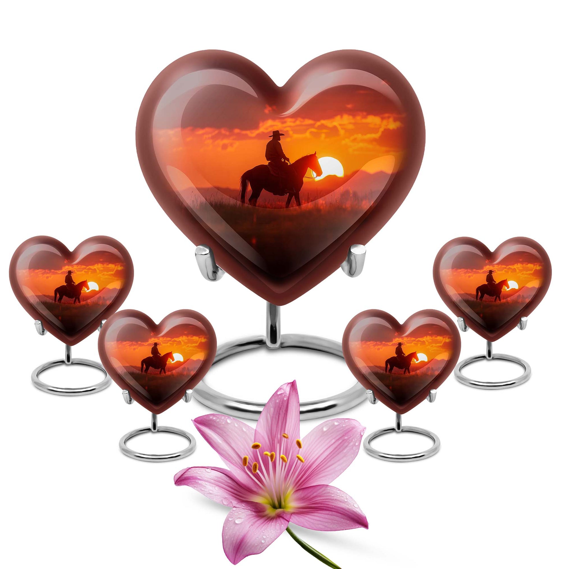 heart-shaped cowboy urn