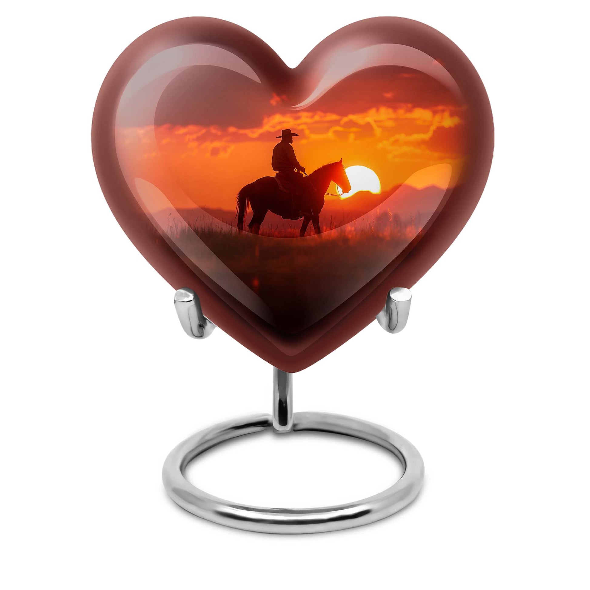 heart-shaped cowboy urn