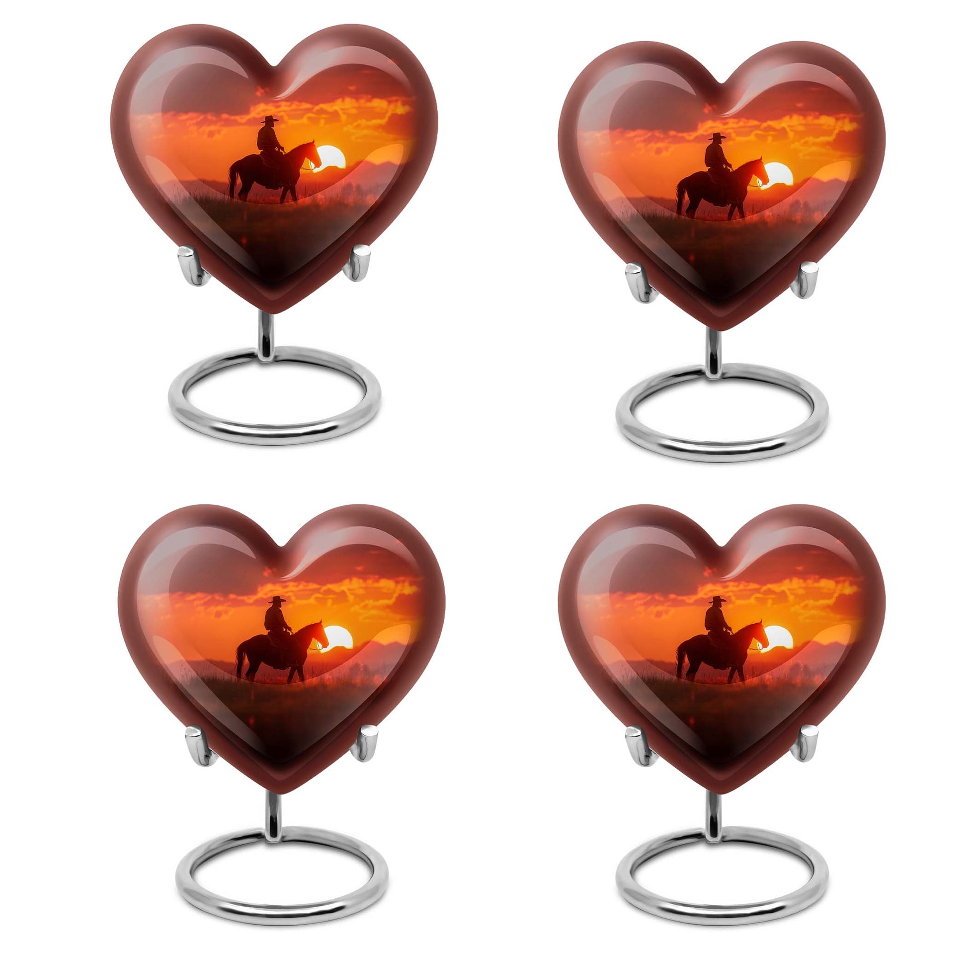 heart-shaped cowboy urn