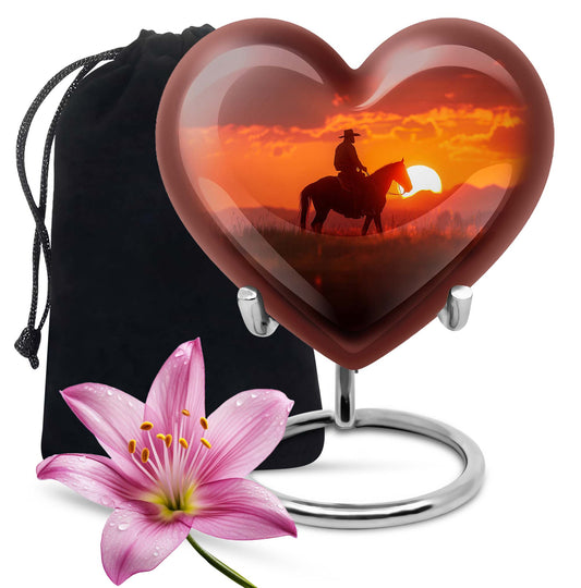 heart-shaped cowboy urn