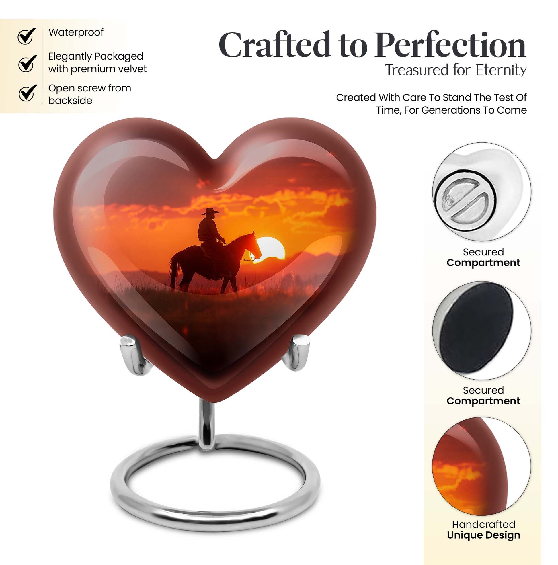 heart-shaped cowboy urn