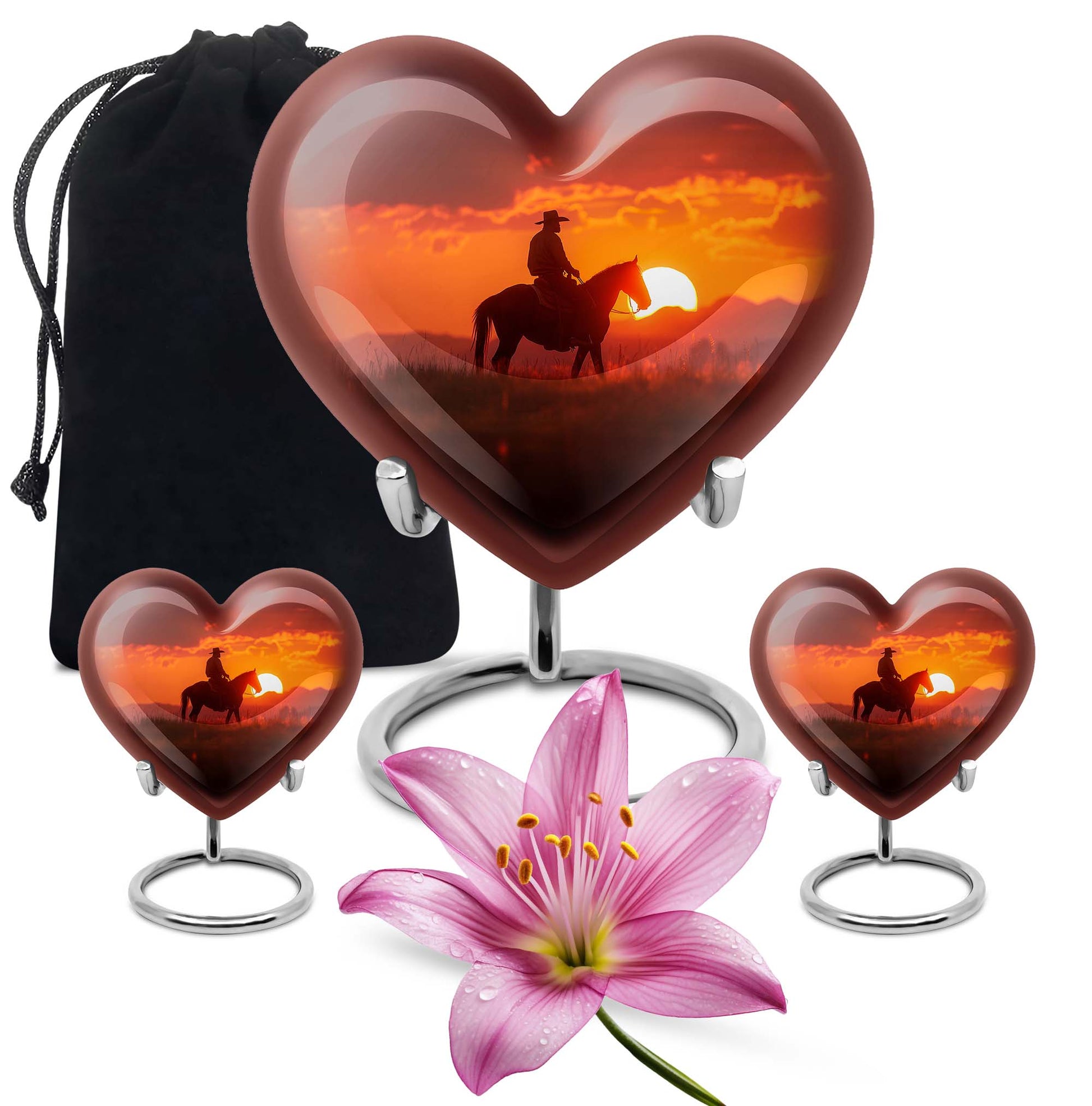 heart-shaped cowboy urn