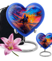 Cowboy Theme Large Urn With 1 Keepsake Urn