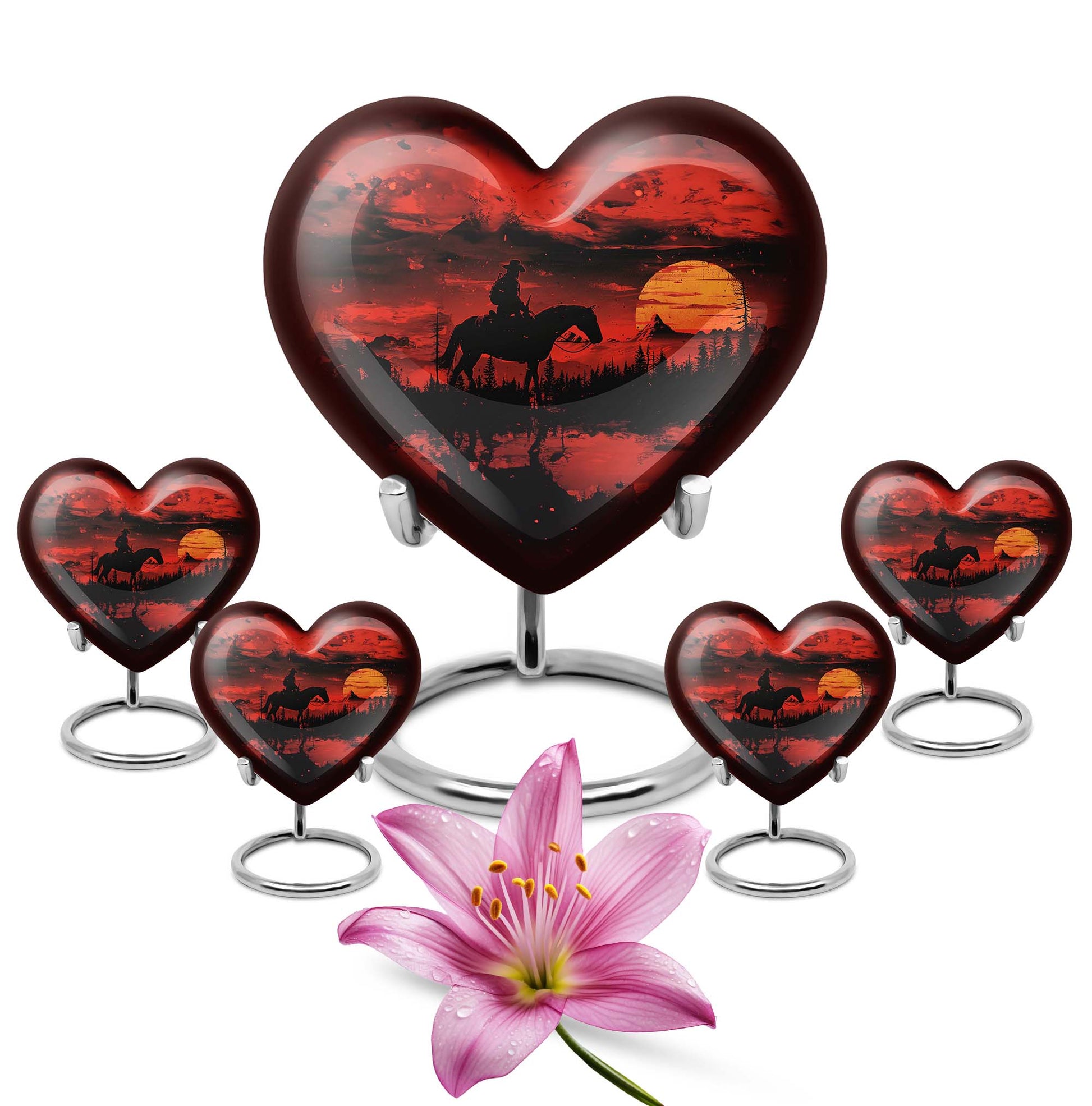 heart-shaped cowboy urn