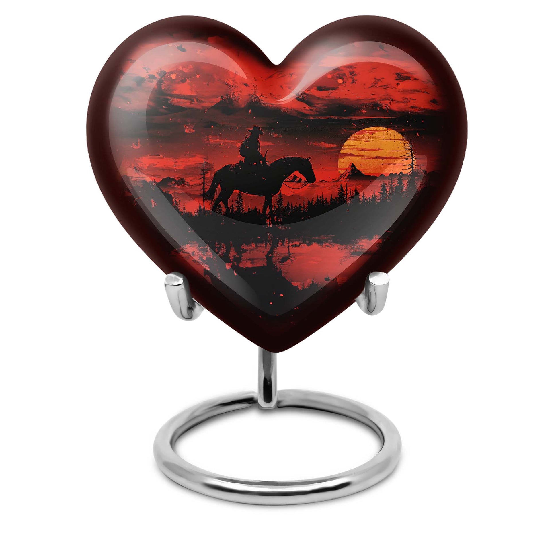 heart-shaped cowboy urn