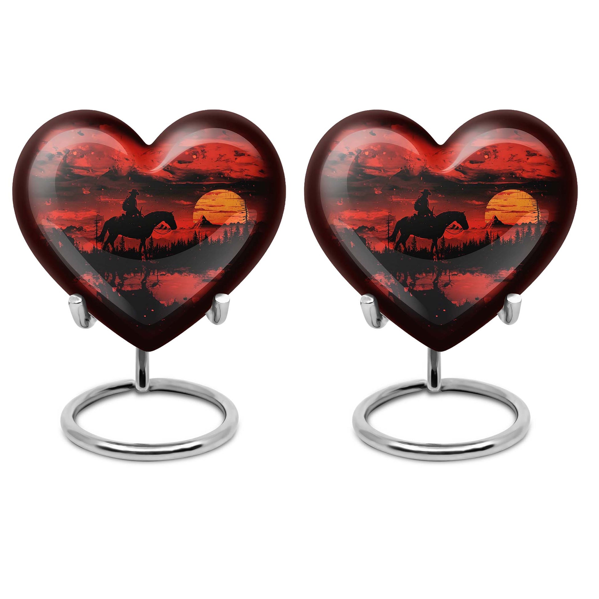 heart-shaped cowboy urn