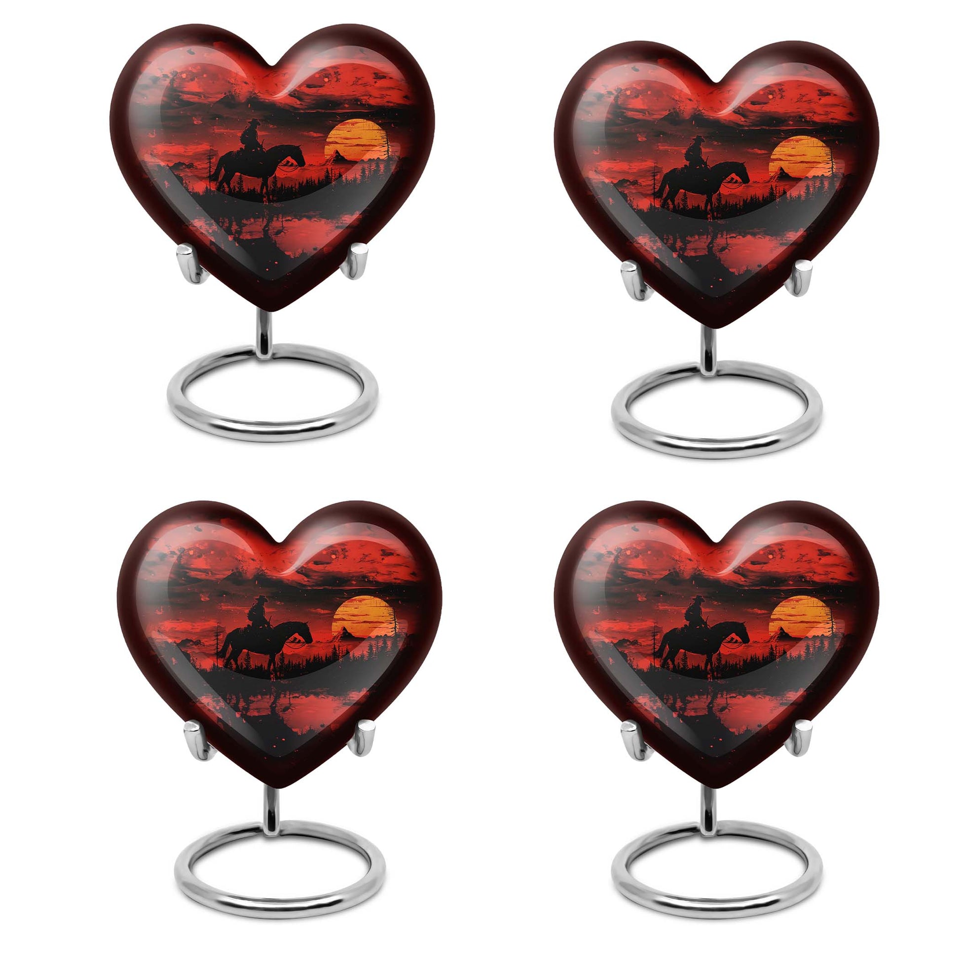 heart-shaped cowboy urn