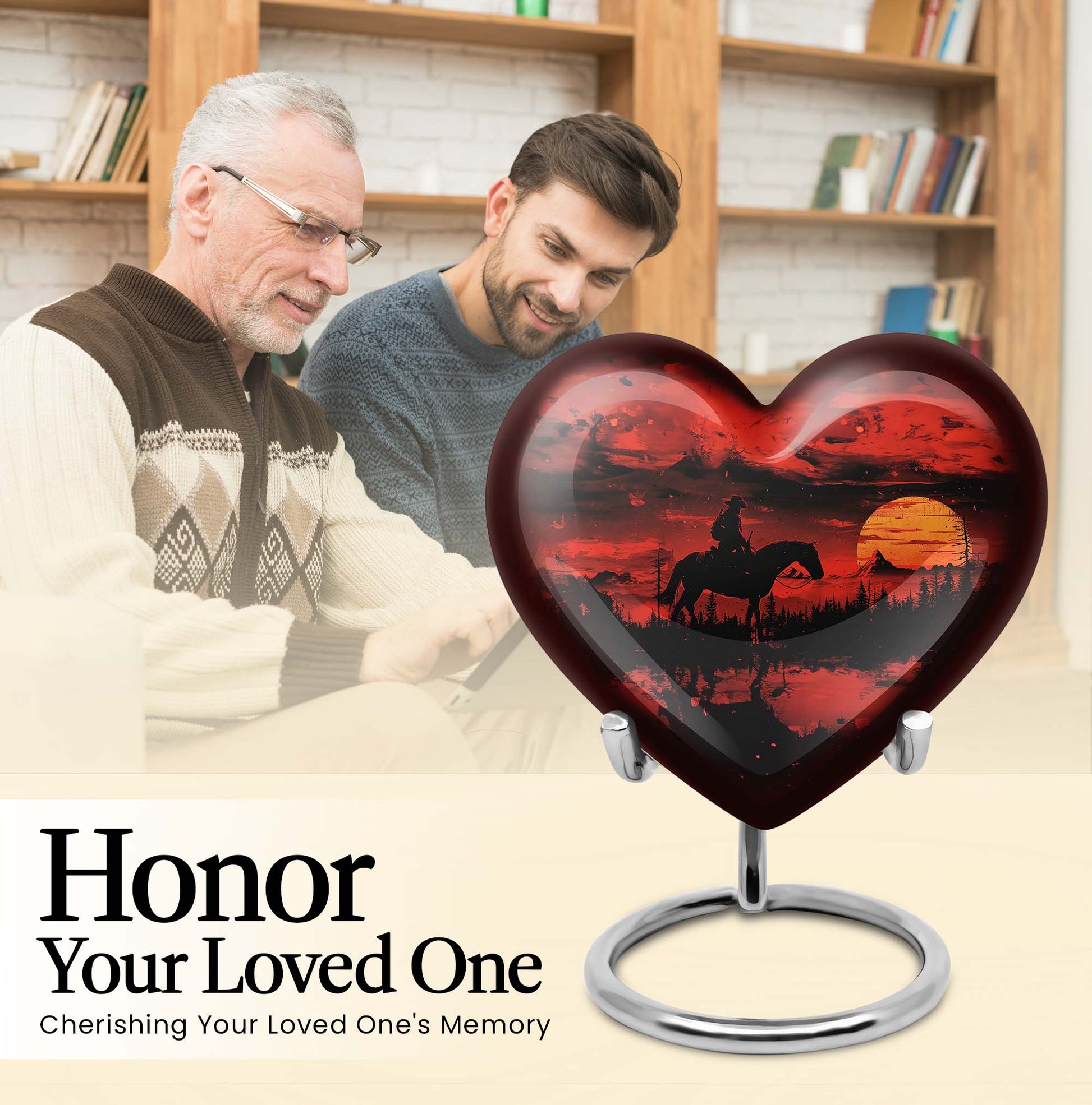 heart-shaped cowboy urn