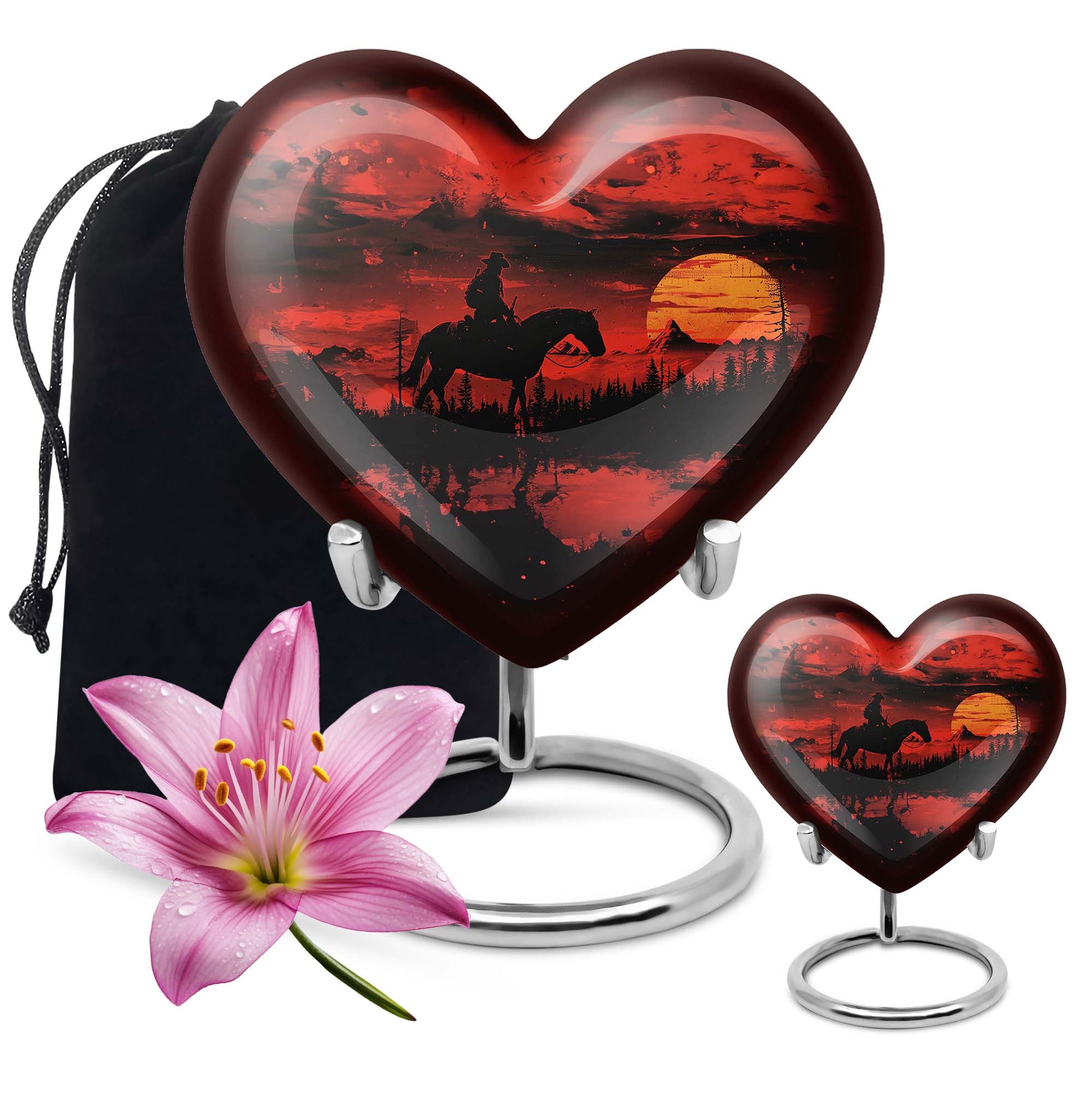 heart-shaped cowboy urn