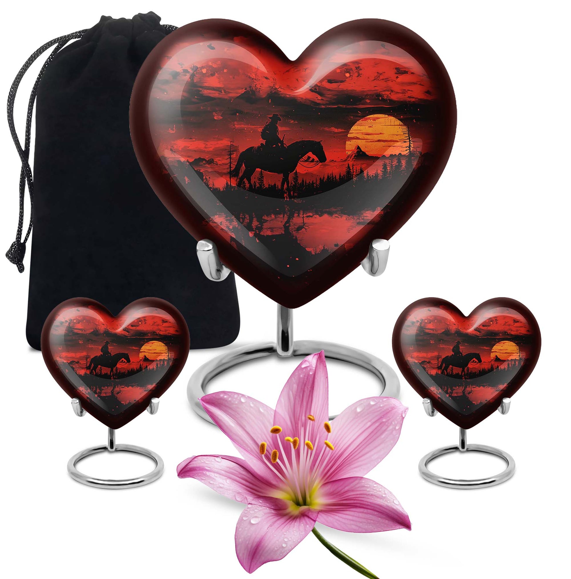 heart-shaped cowboy urn