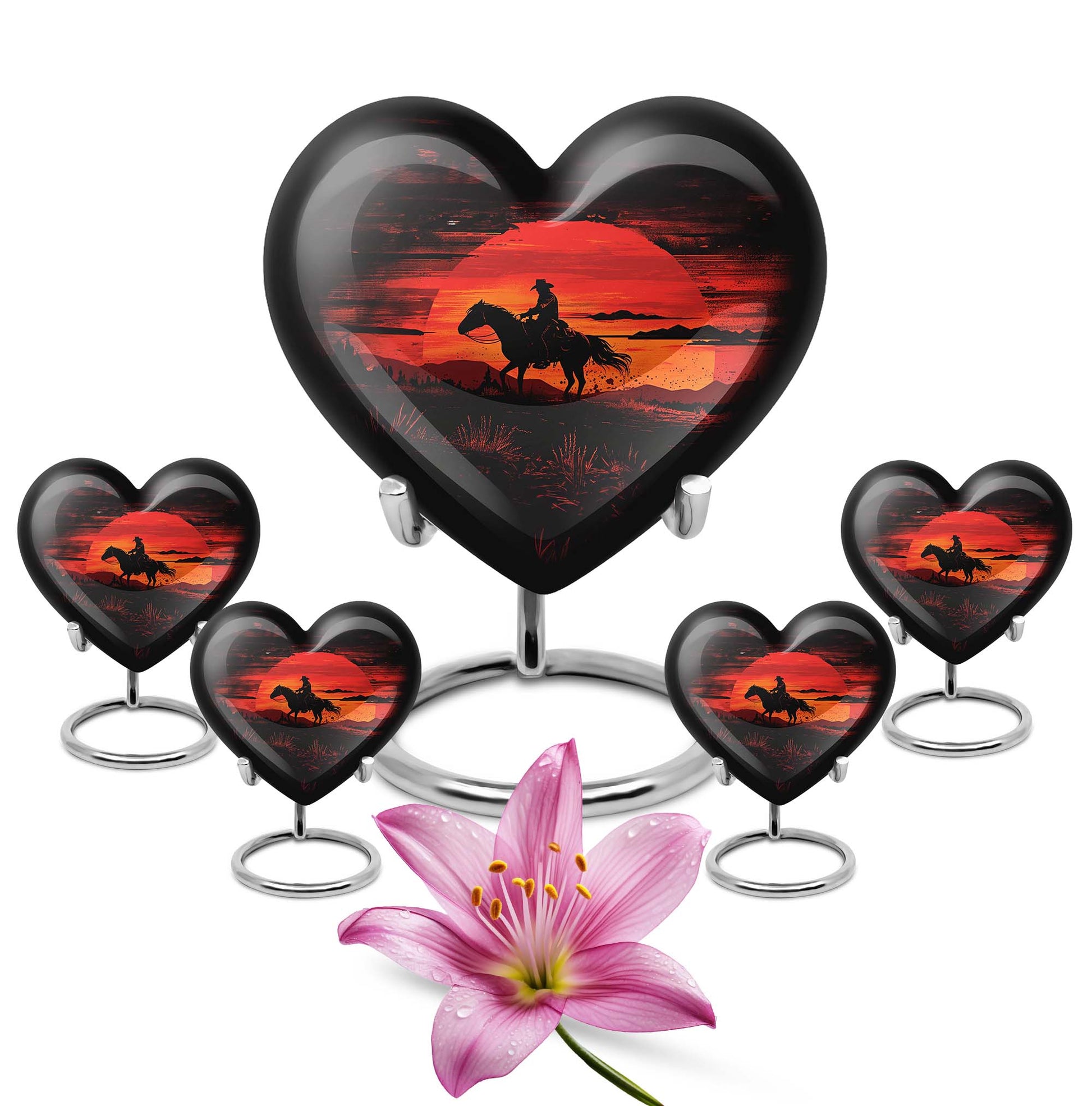 10-inch Butterfly themed Cowboy Urn, heart designed funeral unique urn for human ashes