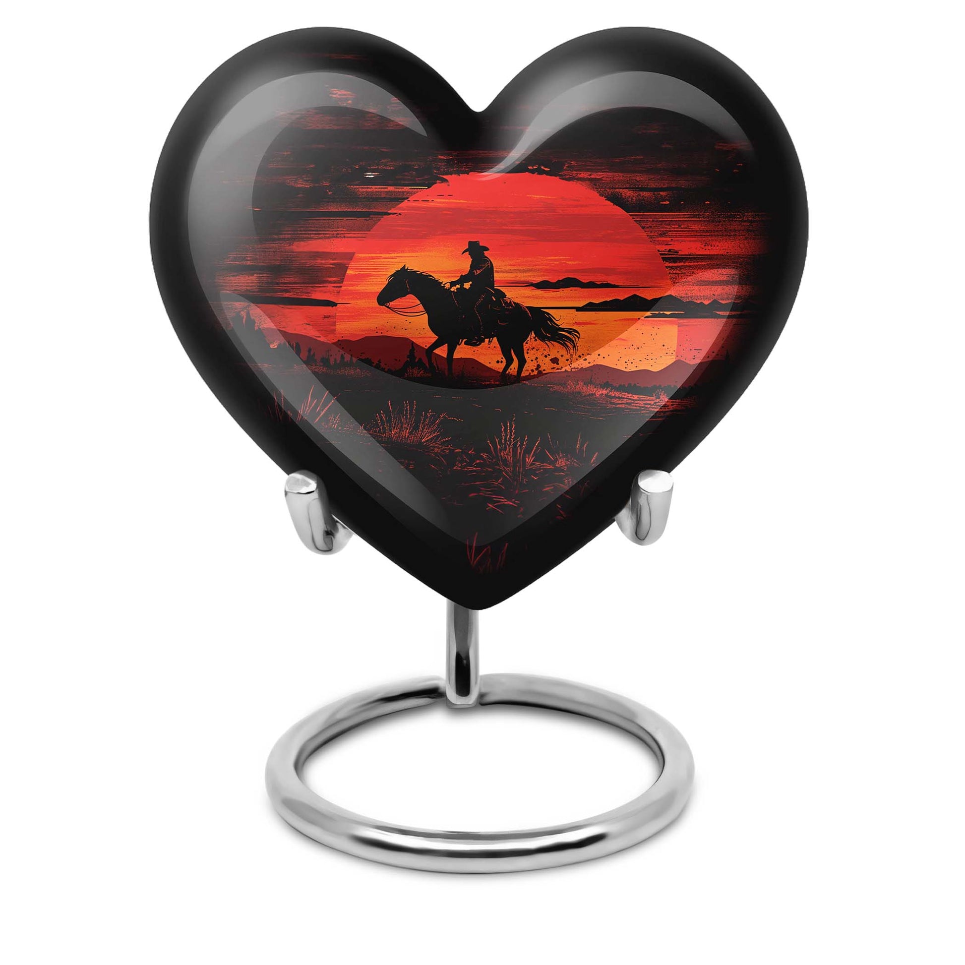 10-inch Butterfly themed Cowboy Urn, heart designed funeral unique urn for human ashes