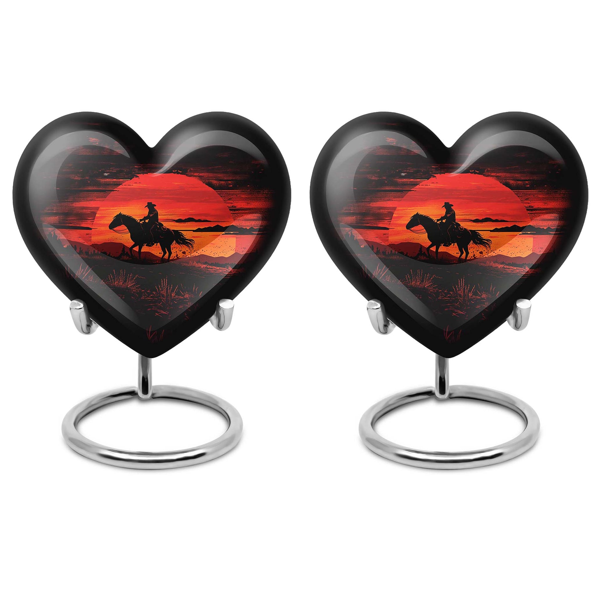 10-inch Butterfly themed Cowboy Urn, heart designed funeral unique urn for human ashes