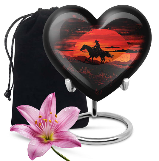 10-inch Butterfly themed Cowboy Urn, heart designed funeral unique urn for human ashes