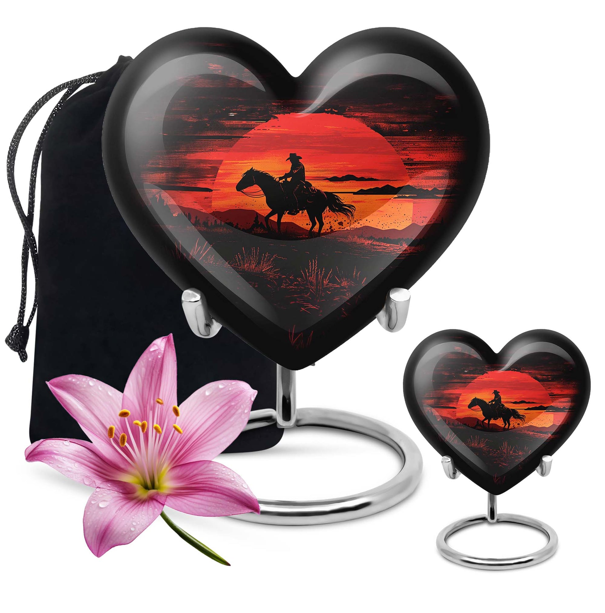 10-inch Butterfly themed Cowboy Urn, heart designed funeral unique urn for human ashes