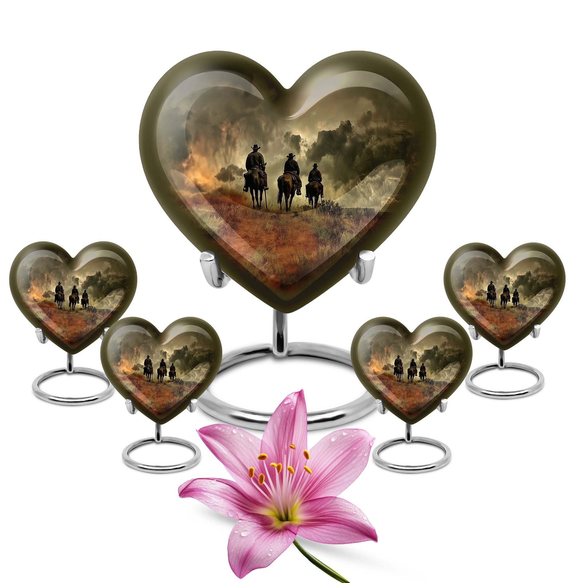 Heart-shaped cowboy urn for adult ashes