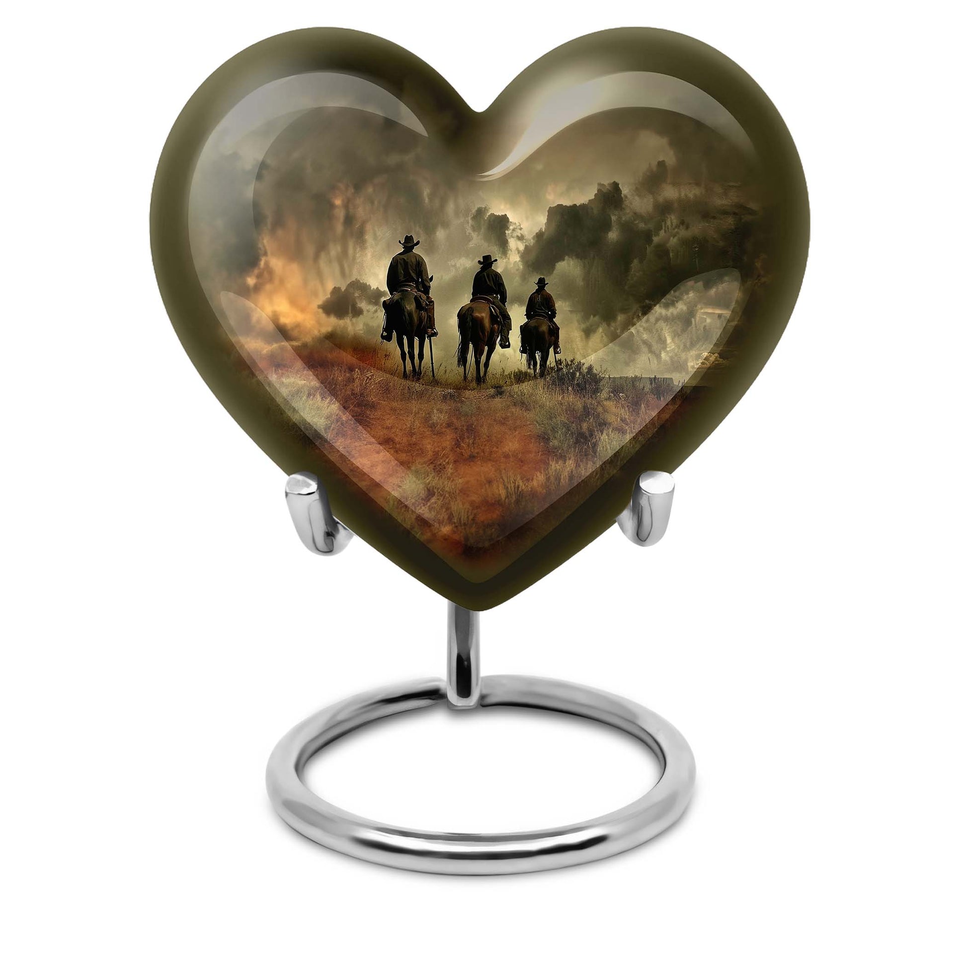 Heart-shaped cowboy urn for adult ashes