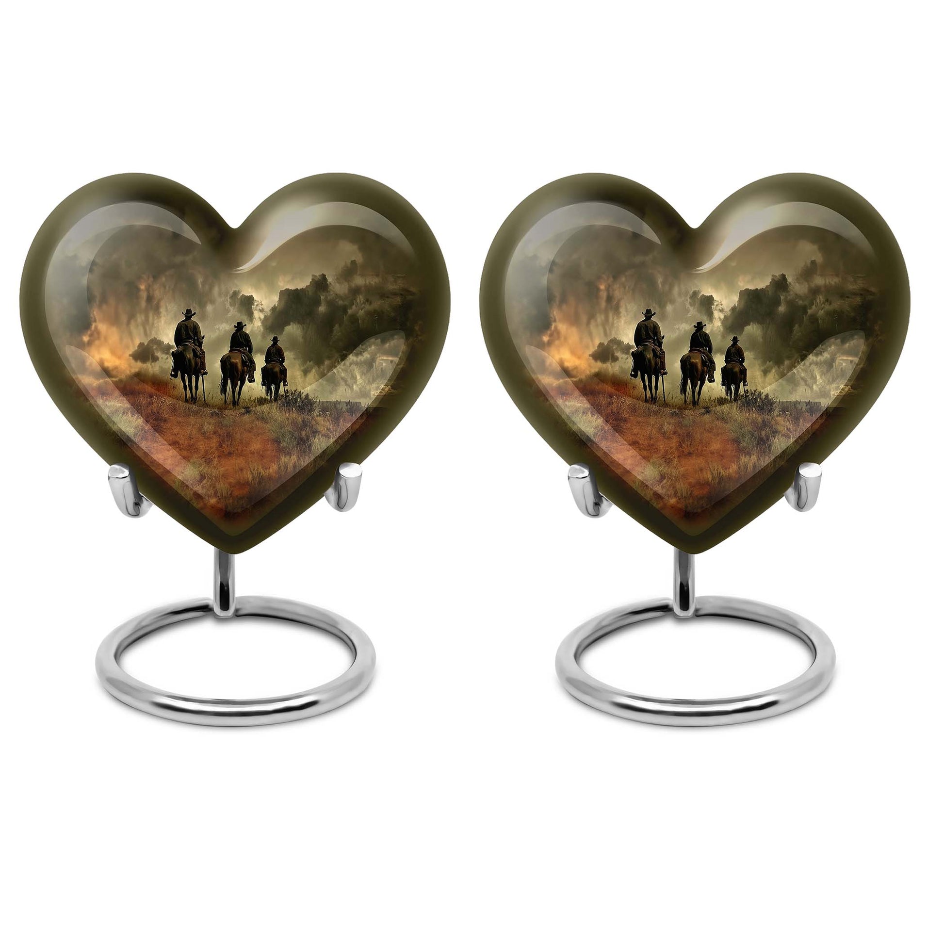 Heart-shaped cowboy urn for adult ashes