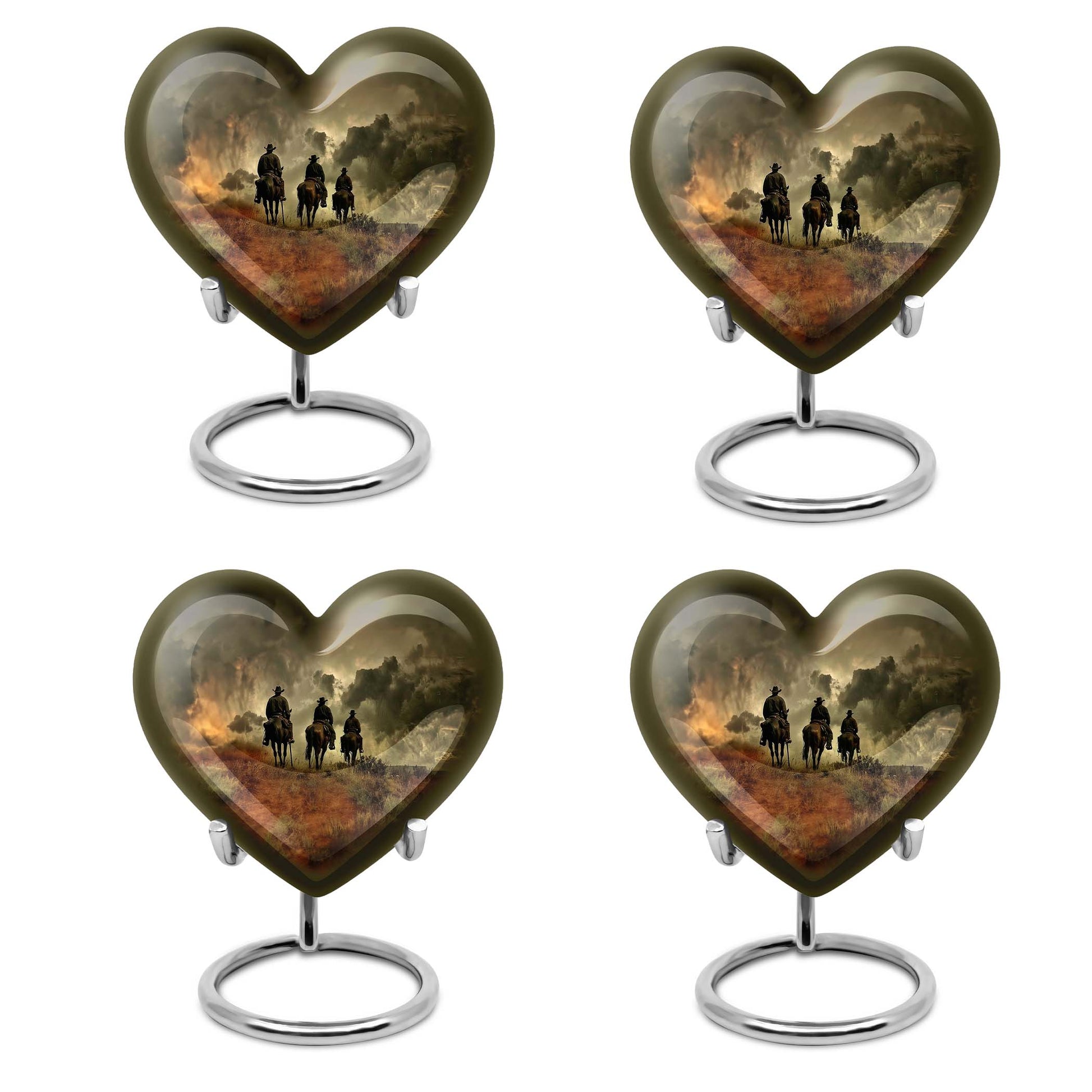 Heart-shaped cowboy urn for adult ashes