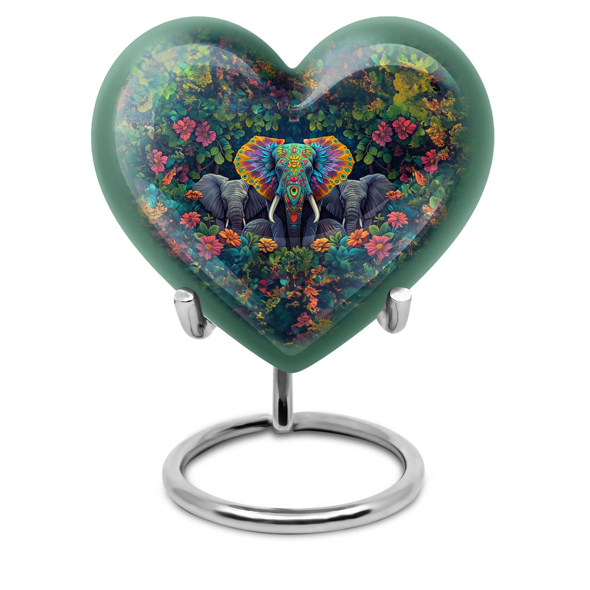 10-inch butterfly-themed heart-shaped elephant urn for adult human ashes