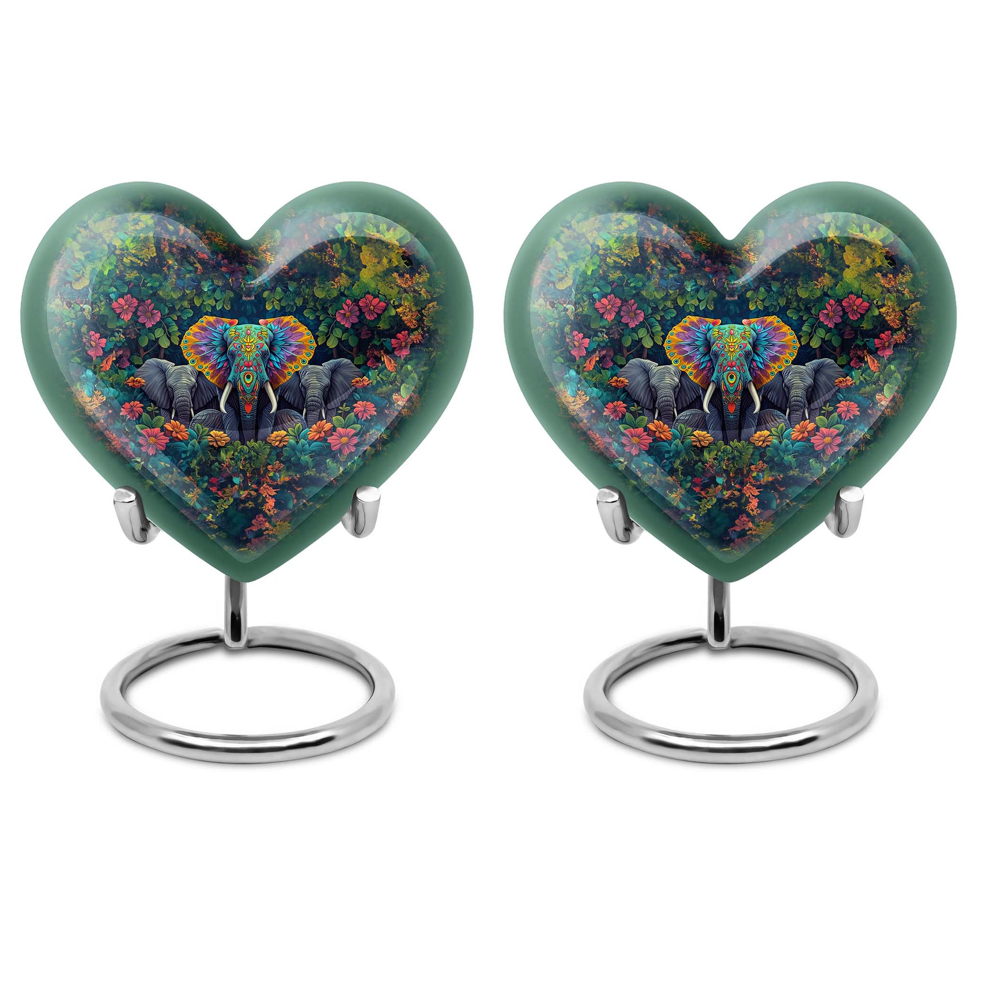 10-inch butterfly-themed heart-shaped elephant urn for adult human ashes