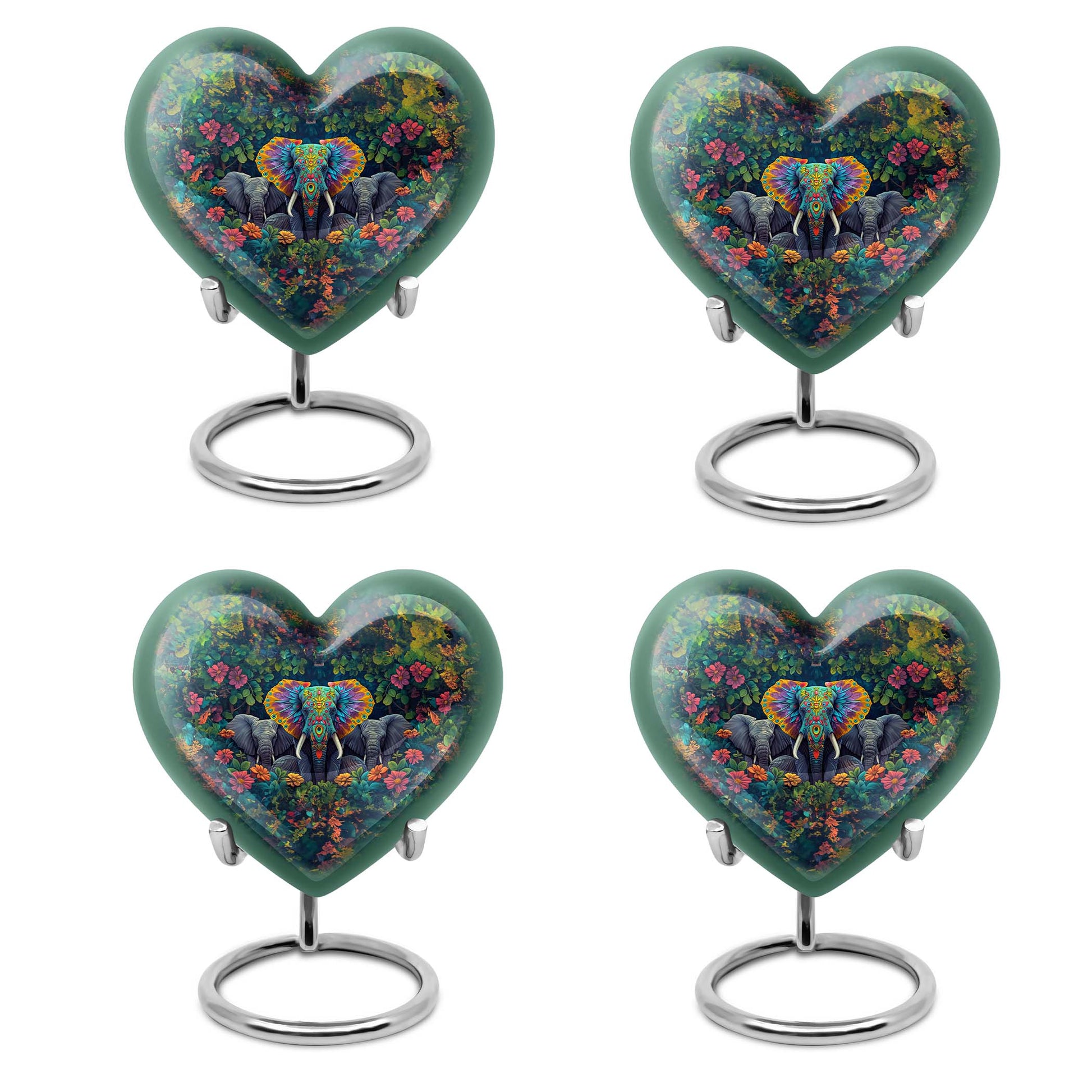 10-inch butterfly-themed heart-shaped elephant urn for adult human ashes