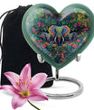 10-inch butterfly-themed heart-shaped elephant urn for adult human ashes