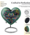 10-inch butterfly-themed heart-shaped elephant urn for adult human ashes