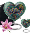 10-inch butterfly-themed heart-shaped elephant urn for adult human ashes