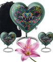 10-inch butterfly-themed heart-shaped elephant urn for adult human ashes