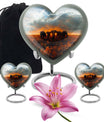 Elephant Family Theme Large Urn With 2 Keepsake Urn