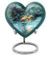 10-Inch gold fish heart urn with butterfly 