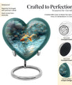 10-Inch gold fish heart urn with butterfly 