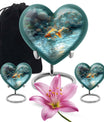 10-Inch gold fish heart urn with butterfly 