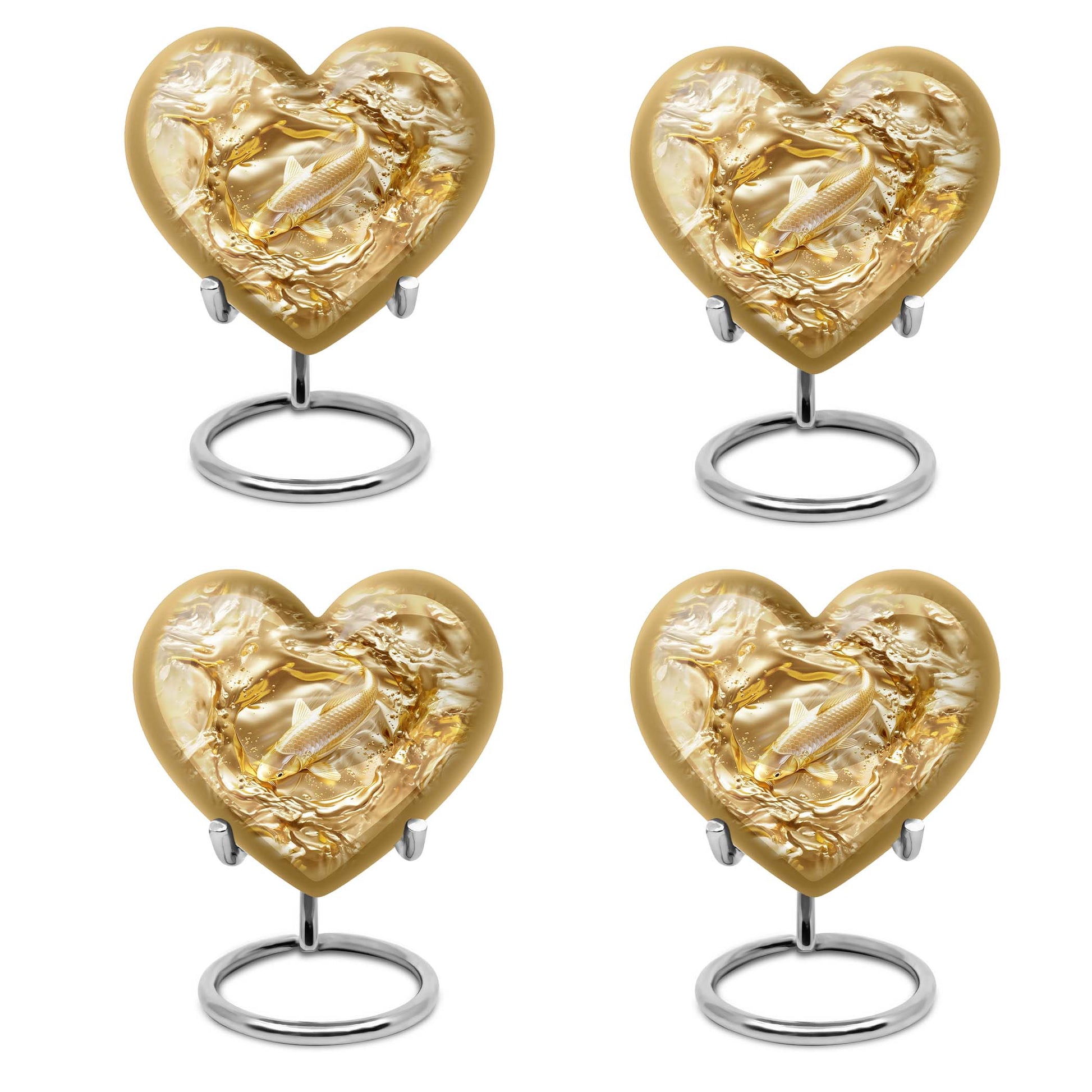 10-inch heart-shaped gold fish Urn, butterfly themed cremation urn for adult ashes