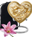 10-inch heart-shaped gold fish Urn, butterfly themed cremation urn for adult ashes