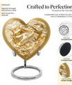 10-inch heart-shaped gold fish Urn, butterfly themed cremation urn for adult ashes