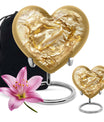 10-inch heart-shaped gold fish Urn, butterfly themed cremation urn for adult ashes