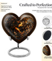 10-inch gold fish heart urn with butterfly 