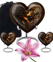 10-inch gold fish heart urn with butterfly 